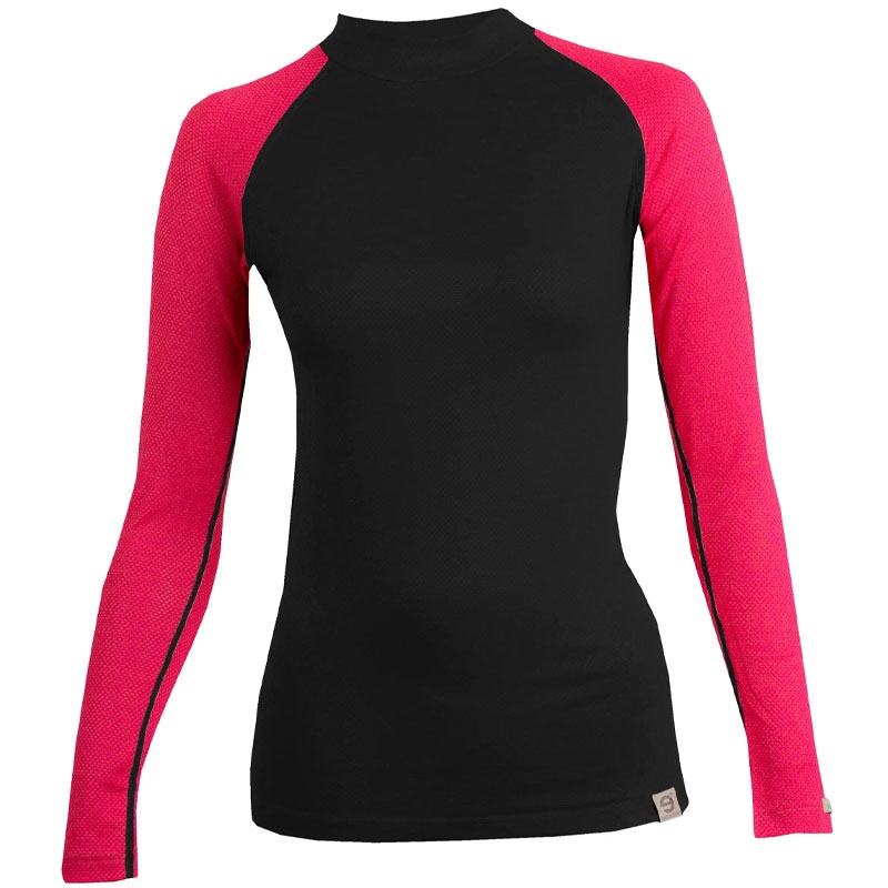 Tricou termic de damă nanosilver® Kombi MERINO negru-roz