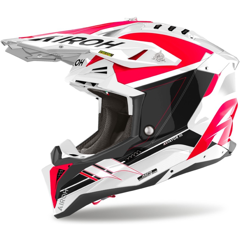 Cască de motocross Airoh Aviator 3 Saber, roșie lucioasă