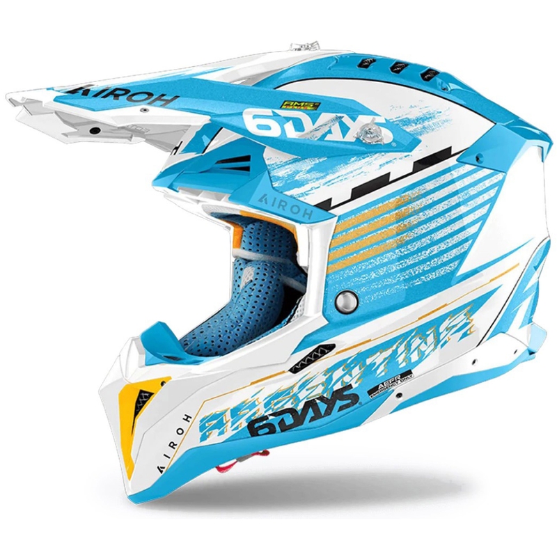 Casca de motocross Airoh Aviator 3 Six Days Argentina Albastru lucios