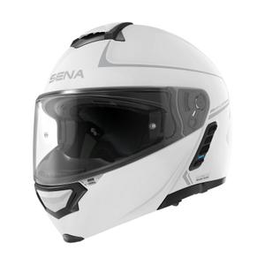 Cască de motocicletă rabatabilă SENA cu set cu cască Mesh Impulse alb lucios