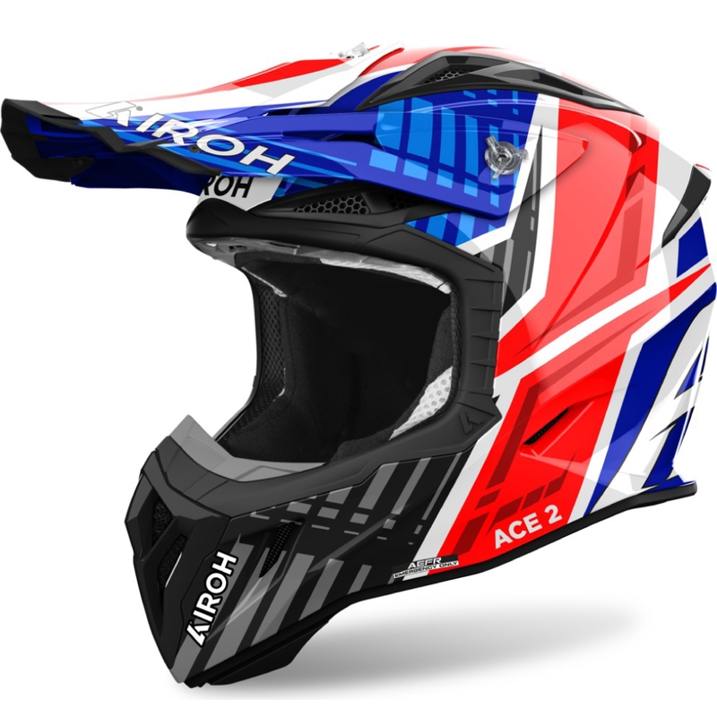 Cască motocross Airoh Aviator Ace 2 Stream albastru-roșu lucios