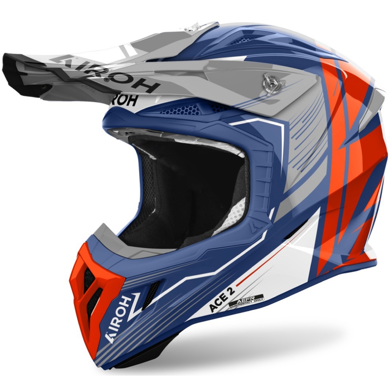 Cască motocross Airoh Aviator Ace 2 Engine, albastru lucios