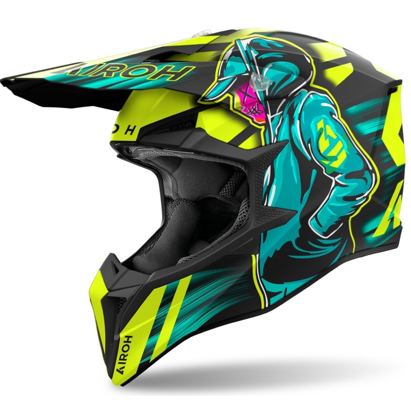 Cască motocross Airoh Wraaap Cyber galben mat