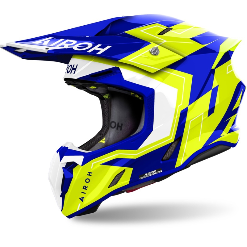 Casca motocross Airoh Twist 3 Dizzy albastru-galben lucios