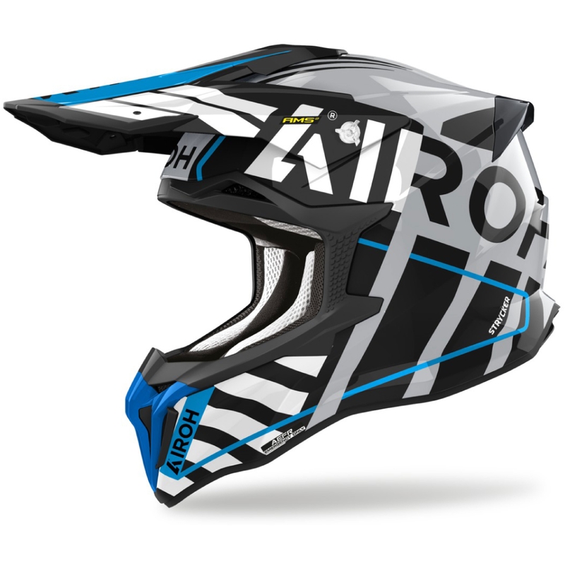 Casca de motocross Airoh Strycker Brave 2024 albastru-gri lucios lichidare