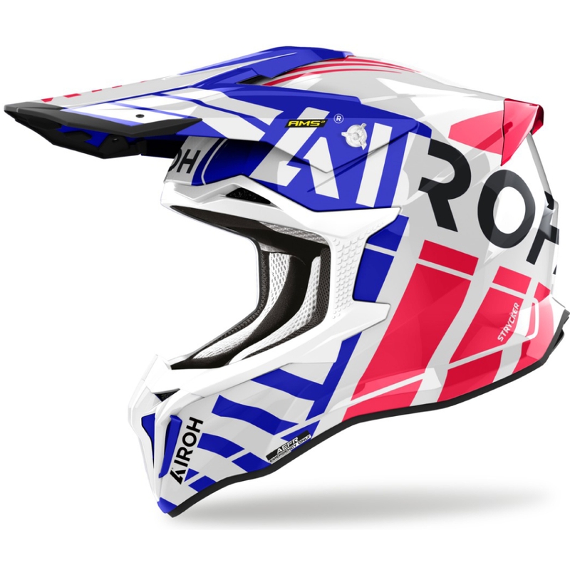 Casca de motocross Airoh Strycker Brave 2024 albastru-rosu lucios lichidare