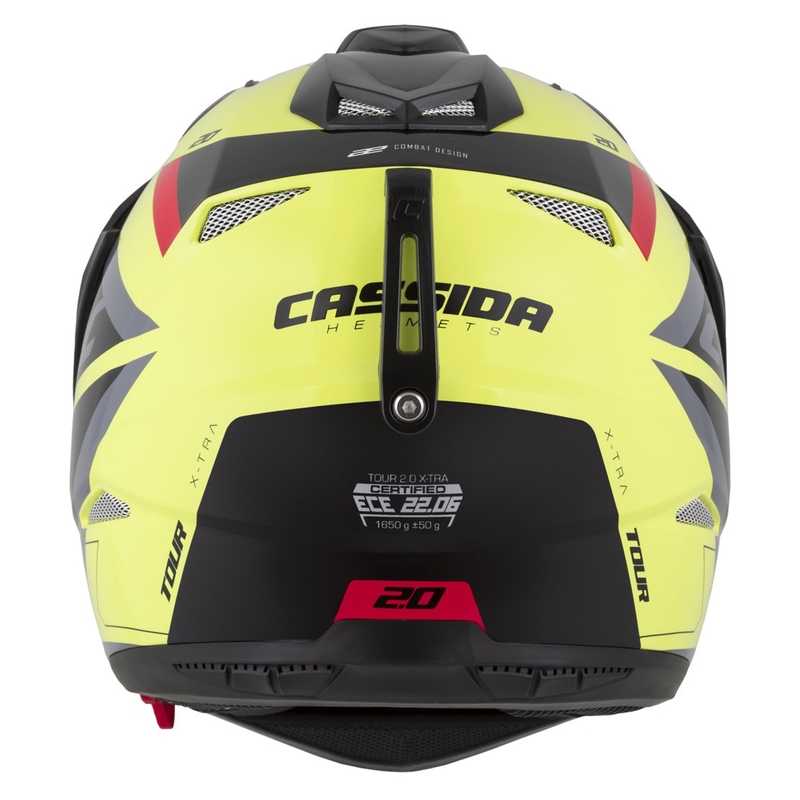 Casca enduro Cassida Tour 2.0 X-tra fluo galben-negru-rosu-gri cu vizor negru mat