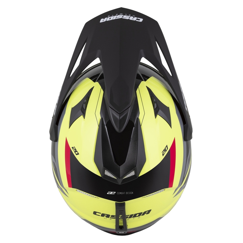 Casca enduro Cassida Tour 2.0 X-tra fluo galben-negru-rosu-gri cu vizor negru mat