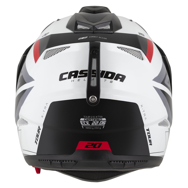 Casca enduro Cassida Tour 2.0 X-tra alb-rosu-negru cu vizor negru mat