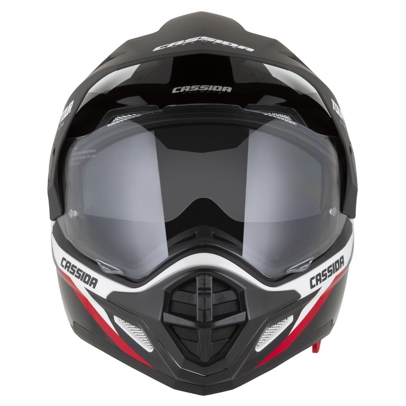 Casca enduro Cassida Tour 2.0 X-tra alb-rosu-negru cu vizor negru mat