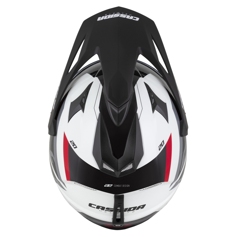 Casca enduro Cassida Tour 2.0 X-tra alb-rosu-negru cu vizor negru mat