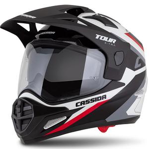 Casca enduro Cassida Tour 2.0 X-tra alb-rosu-negru cu vizor negru mat
