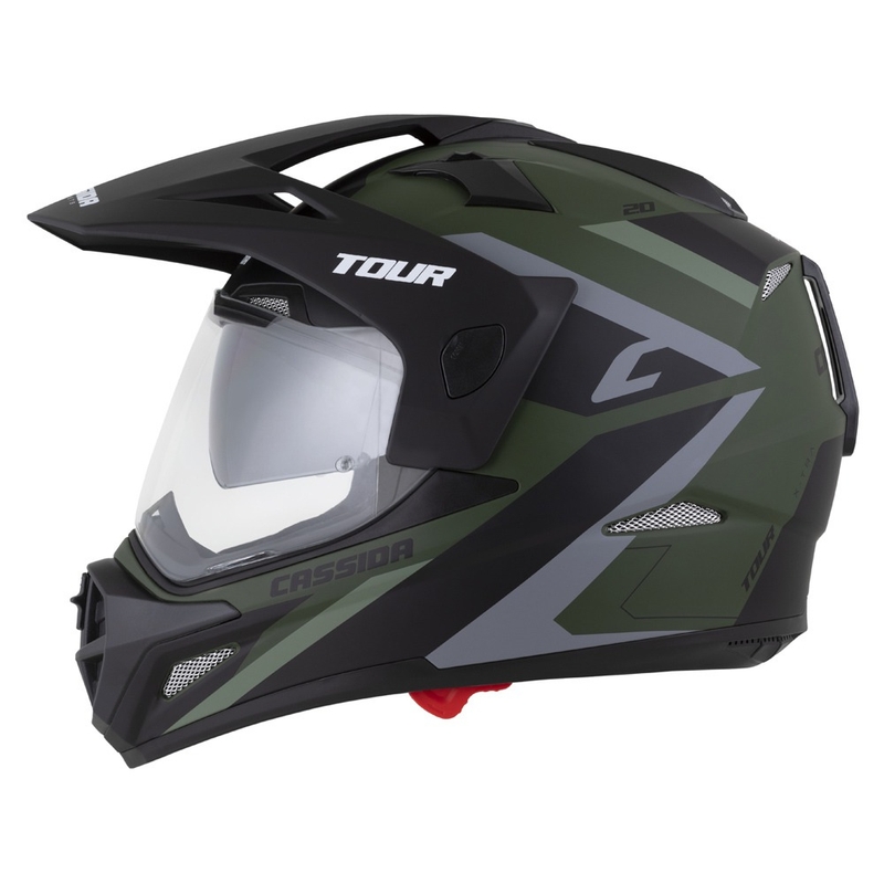 Casca enduro Cassida Tour 2.0 X-tra verde-gri-negru mat cu vizor negru mat