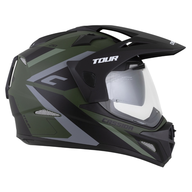 Casca enduro Cassida Tour 2.0 X-tra verde-gri-negru mat cu vizor negru mat