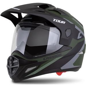 Casca enduro Cassida Tour 2.0 X-tra verde-gri-negru mat cu vizor negru mat