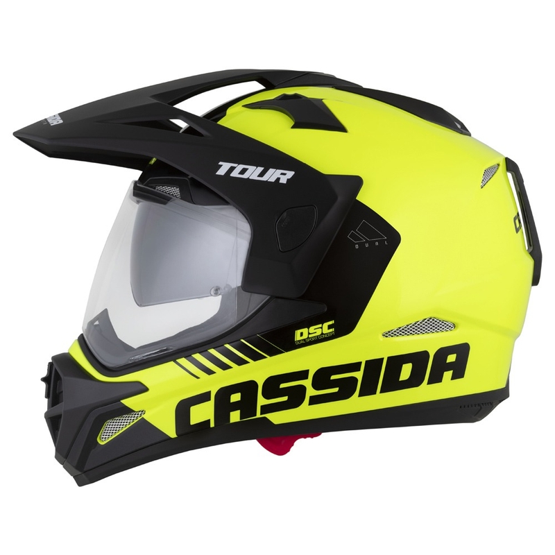 Casca enduro Cassida Tour 2.0 Dual galben fluo-negru-negru cu vizor negru mat