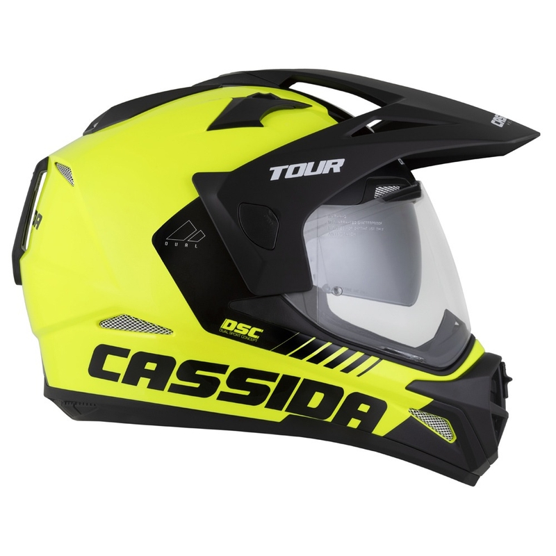 Casca enduro Cassida Tour 2.0 Dual galben fluo-negru-negru cu vizor negru mat