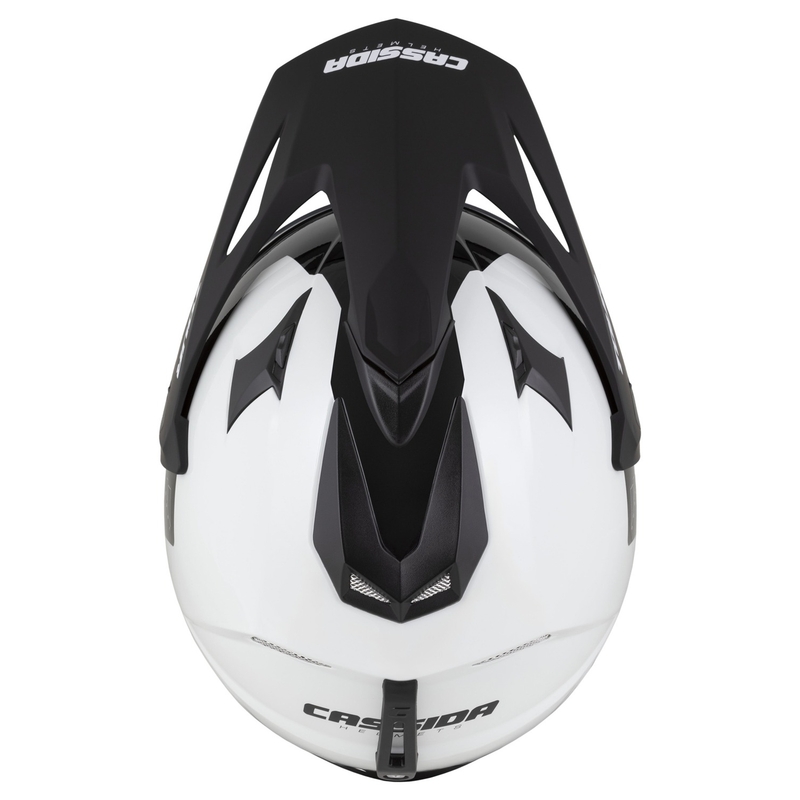 Casca enduro Cassida Tour 2.0 Dual alb-negru cu vizor negru mat