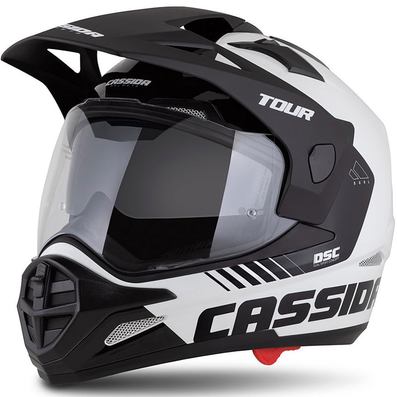 Casca enduro Cassida Tour 2.0 Dual alb-negru cu vizor negru mat