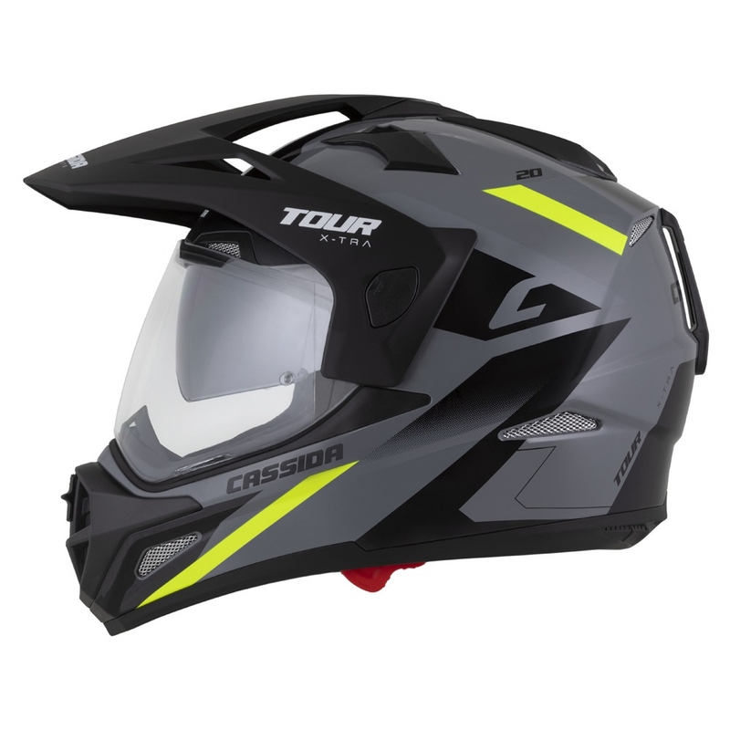 Casca enduro Cassida Tour 2.0 X-tra gri-galben fluor-negru cu vizor negru mat