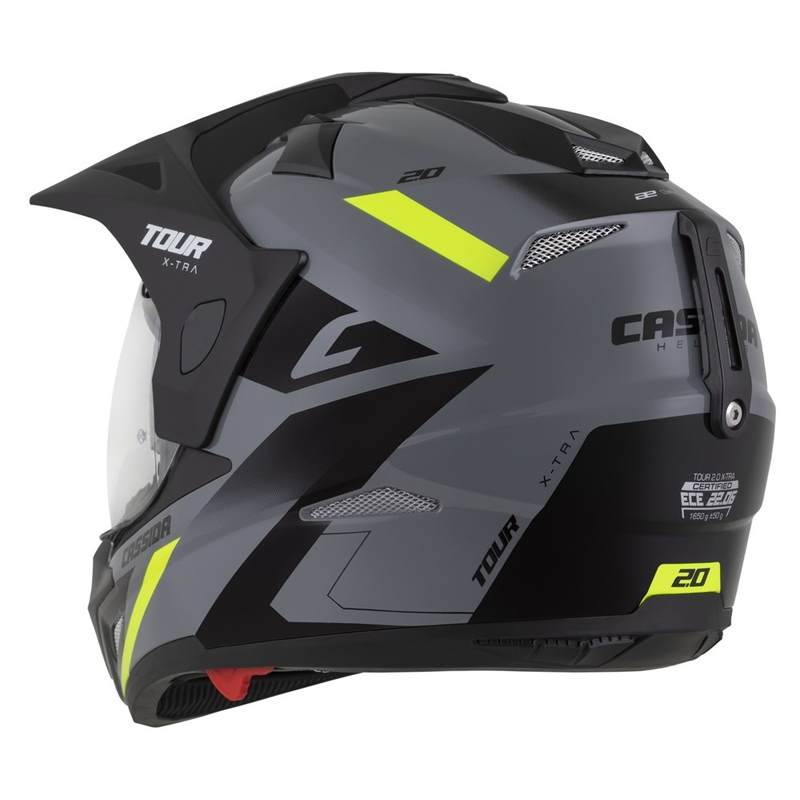 Casca enduro Cassida Tour 2.0 X-tra gri-galben fluor-negru cu vizor negru mat