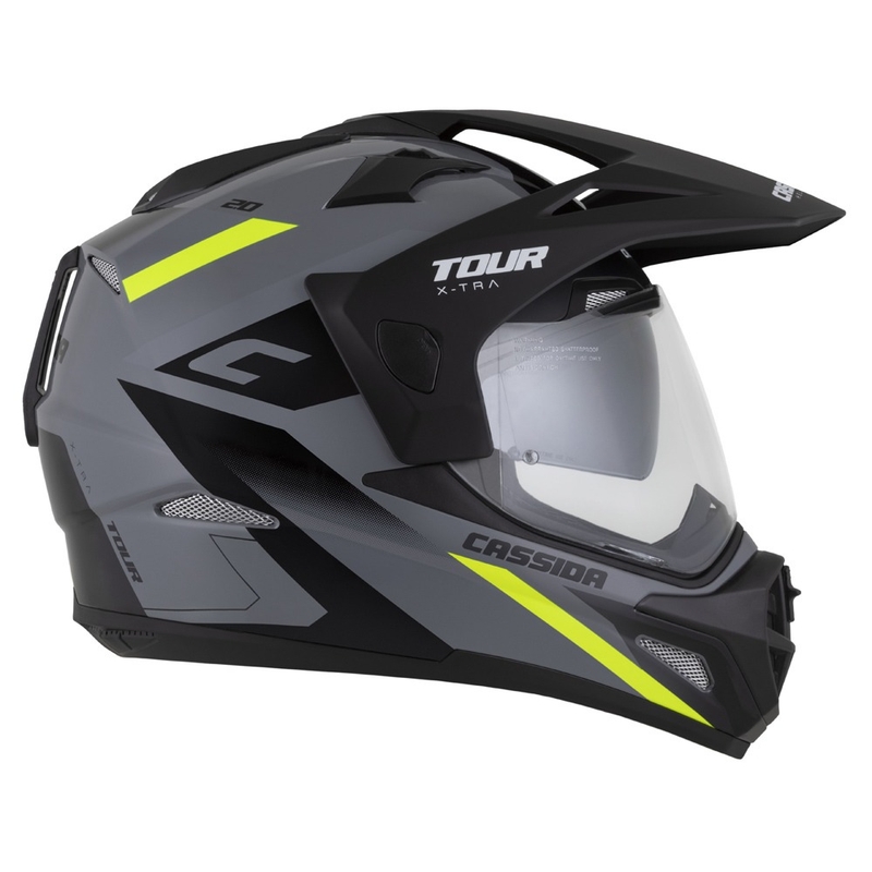 Casca enduro Cassida Tour 2.0 X-tra gri-galben fluor-negru cu vizor negru mat