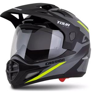 Casca enduro Cassida Tour 2.0 X-tra gri-galben fluor-negru cu vizor negru mat