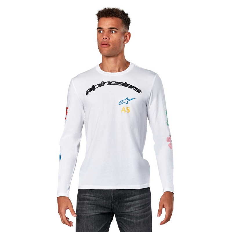 Tricou alb cu mânecă lungă Alpinestars Brundo CSF