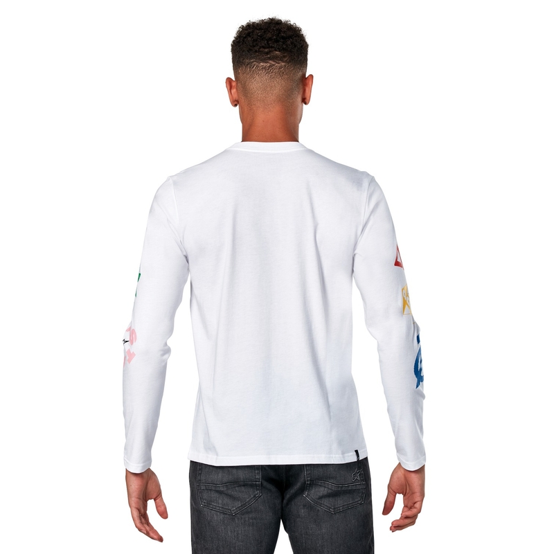 Tricou alb cu mânecă lungă Alpinestars Brundo CSF