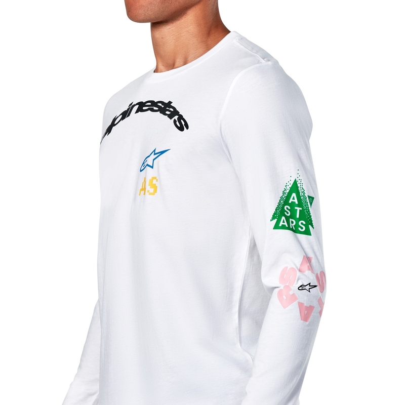 Tricou alb cu mânecă lungă Alpinestars Brundo CSF