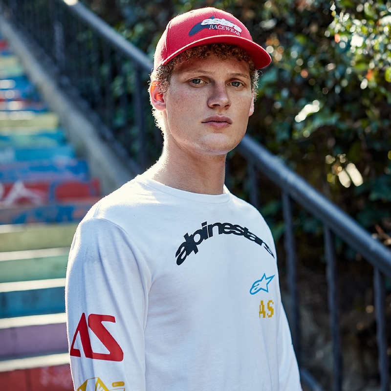 Tricou alb cu mânecă lungă Alpinestars Brundo CSF