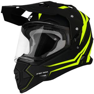 Casca moto enduro Street Racer Ignite negru mat-galben fluo