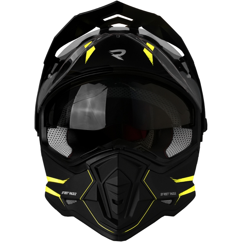 Cască de motocicletă Enduro Street Racer Ignite negru mat-galben fluo