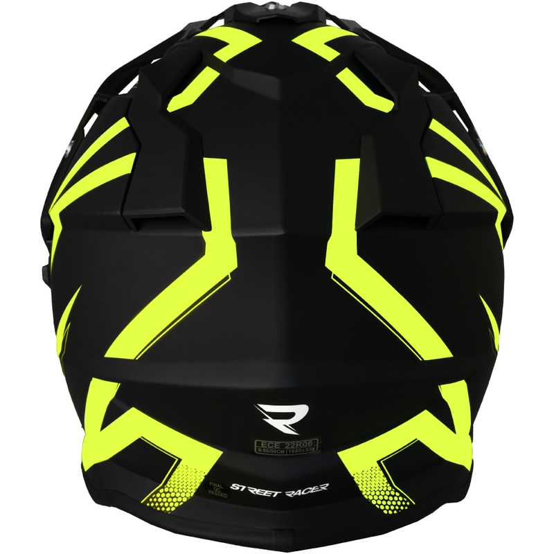 Cască de motocicletă Enduro Street Racer Ignite negru mat-galben fluo