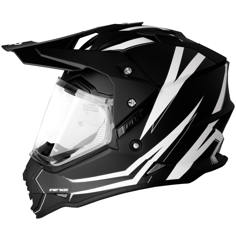 Casca moto enduro Street Racer Ignite alb-negru mat