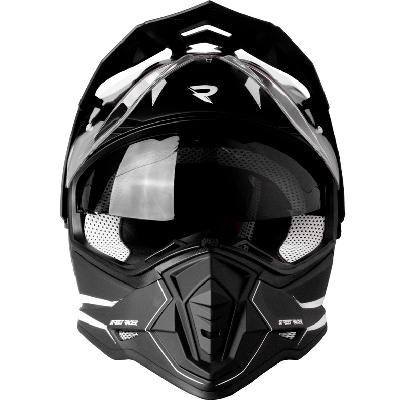 Casca moto enduro Street Racer Ignite alb-negru mat