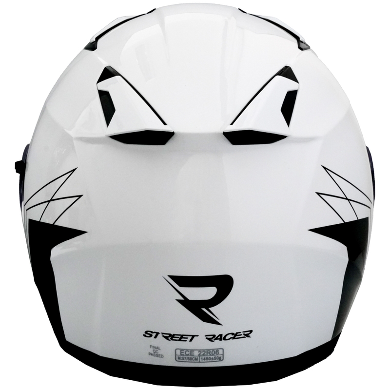Casca de motocicleta Street Racer Sonic deschisa alb-negru lucios