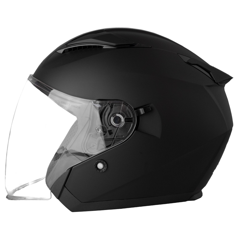 Cască de motocicletă deschisă Street Racer Sonic negru mat