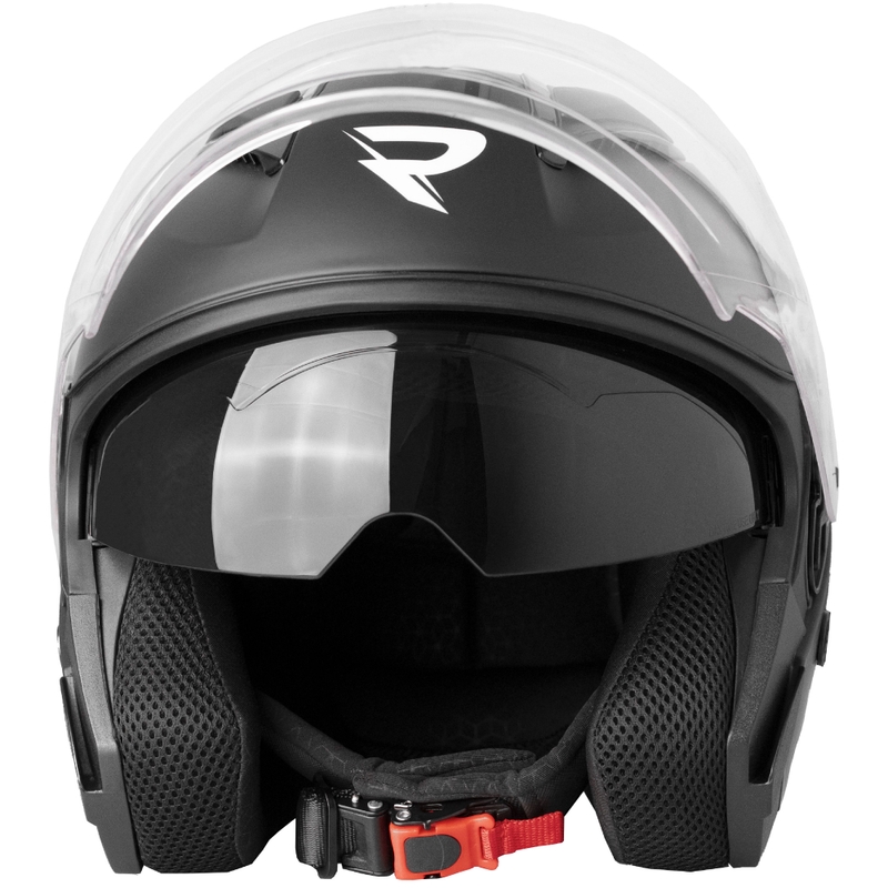 Casca de motocicleta Street Racer Sonic deschisa negru mat-galben fluo
