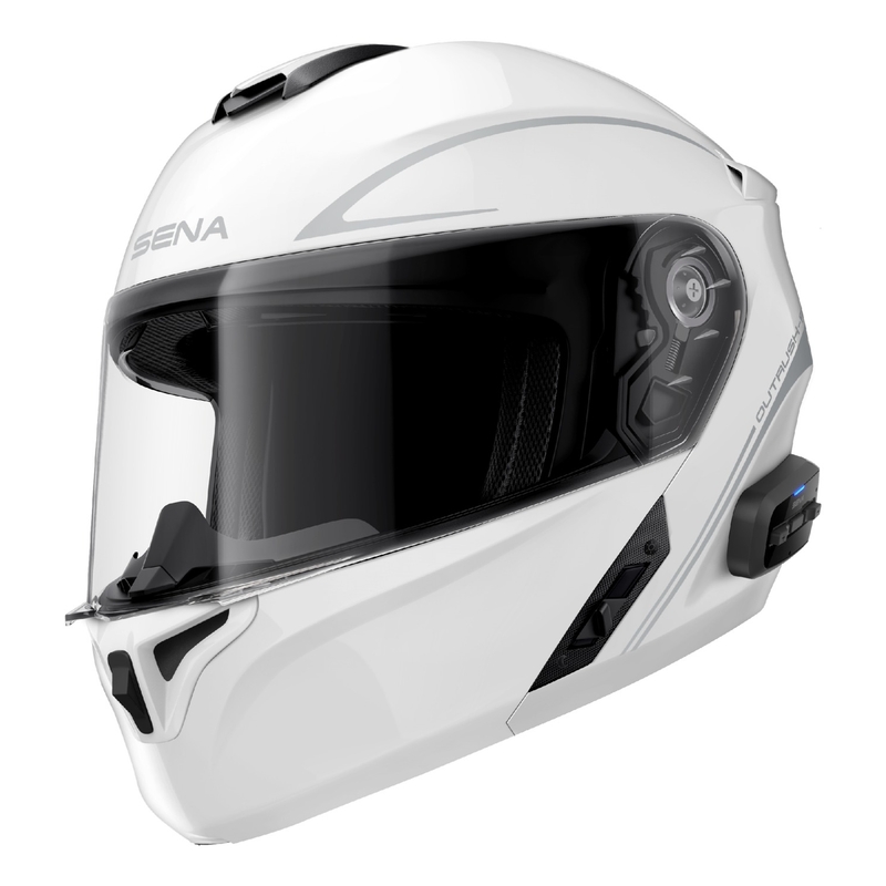 Cască de motocicletă pliabilă cu căști SENA Outrush R alb lucios