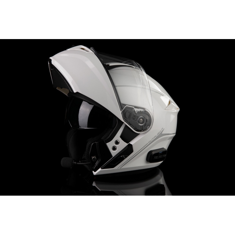 Cască de motocicletă pliabilă cu căști SENA Outrush R alb lucios