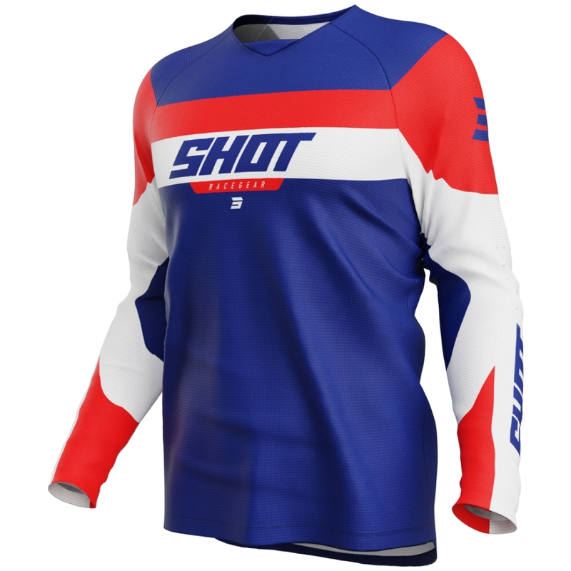 Tricou de motocross pentru copii Shot Draw League albastru-roșu
