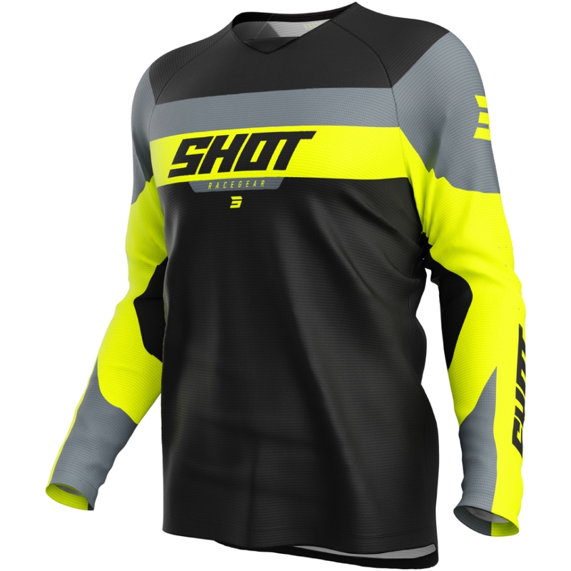 Tricou motocross copii Shot Draw League galben fluo