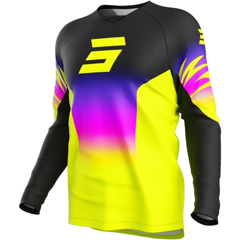 Tricou motocross copii Shot Draw X-Trem galben fluo