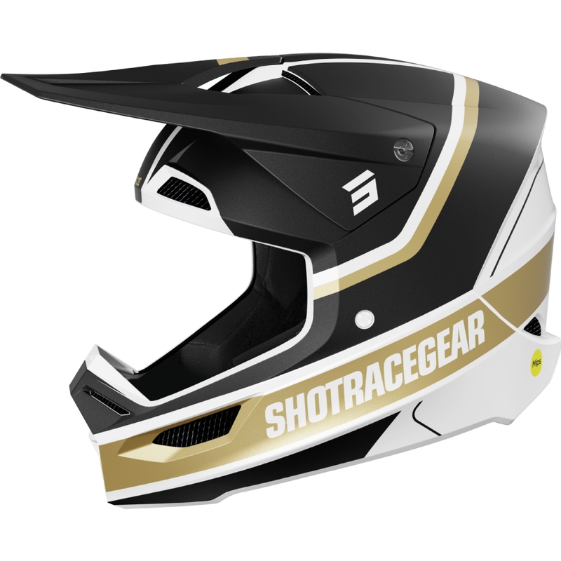 Casca de motocross Shot Race Mythic negru-auriu mat
