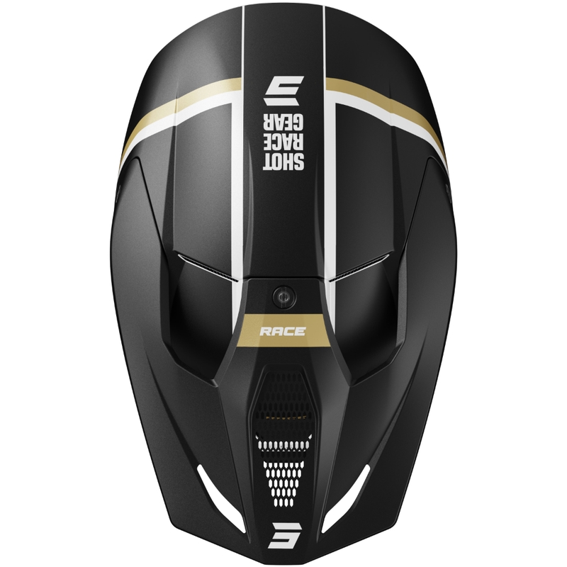 Casca de motocross Shot Race Mythic negru-auriu mat