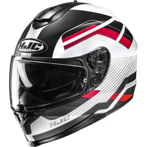 Casca moto integrala HJC C70N Belis MC1SF negru-alb-rosu