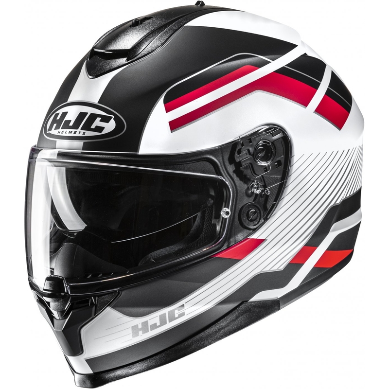 Casca moto integrala HJC C70N Belis MC1SF negru-alb-rosu