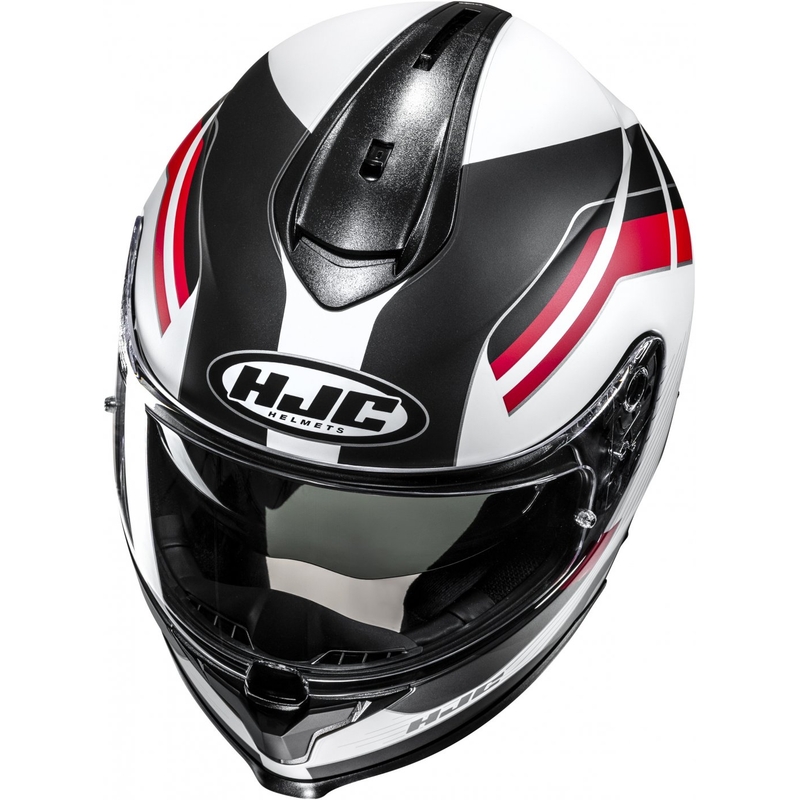 Casca moto integrala HJC C70N Belis MC1SF negru-alb-rosu