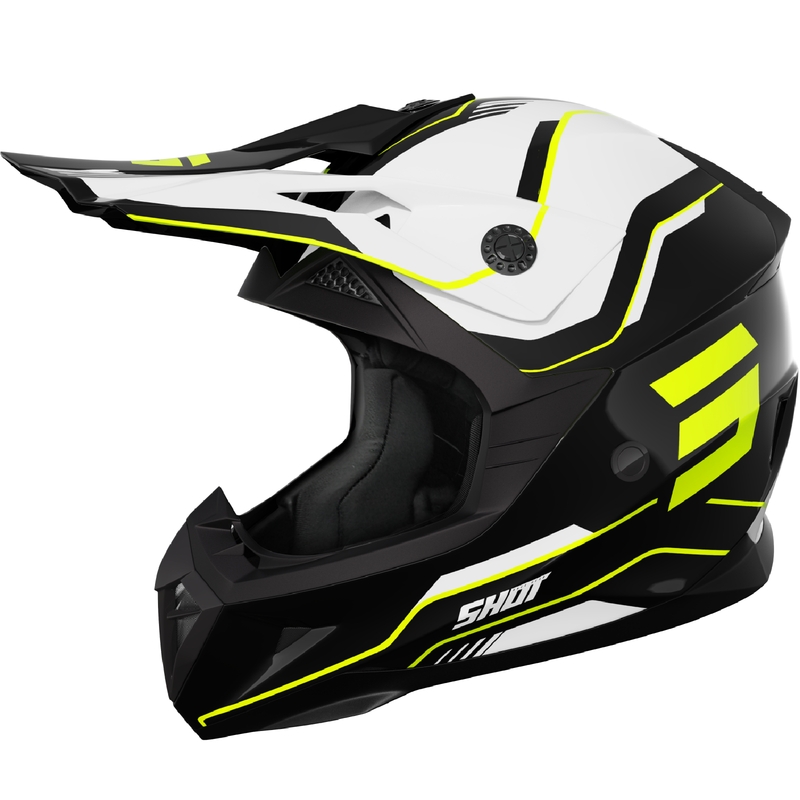 Casca motocross copii Shot Pulse Lines negru-galben fluo